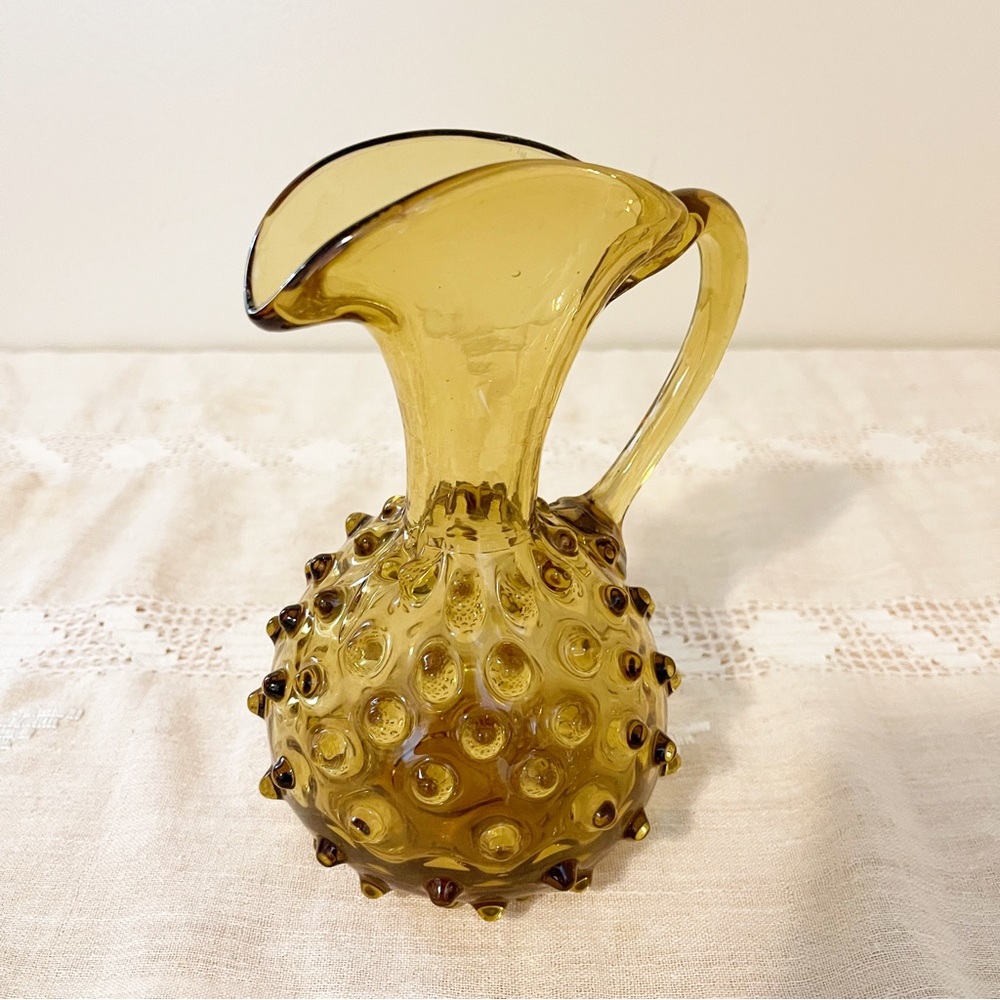 VTG | Empoli | Italian Handblown Art Glass Hobnail Pitcher - Picture 4 of 13